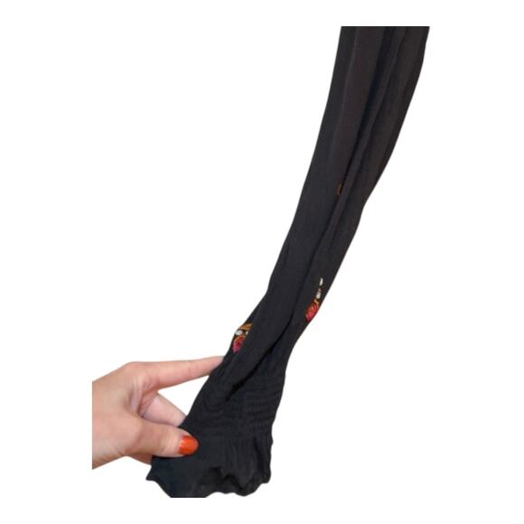 Free People Mohave Embroidered Mini Dress Black sz Large - Picture 3 of 7